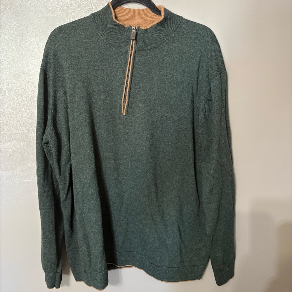 Hart Schaffner Marx Green and Tan Wool Sweater- 3XL Tall